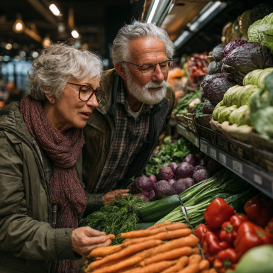 Чоловік середнього віку з свіжими продуктами